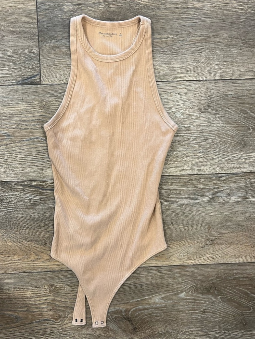 Abercrombie & Fitch Beige Tan Sand Bodysuit High Neck Racerback Size Large